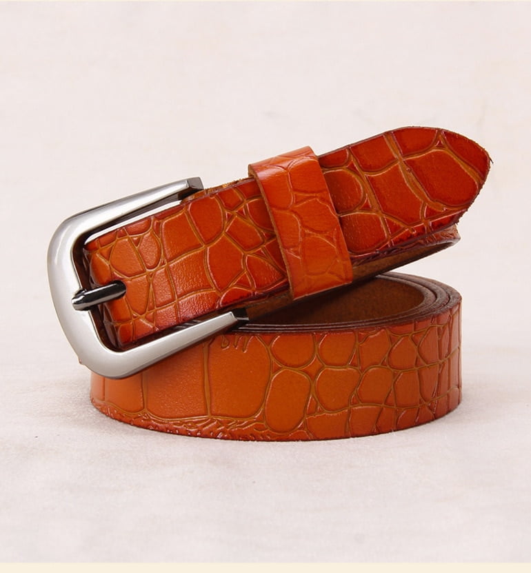 Leather Belt with Metal Buckle for Women