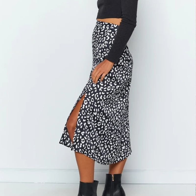 Women's Elegant Leopard Pattern Midi Skirts