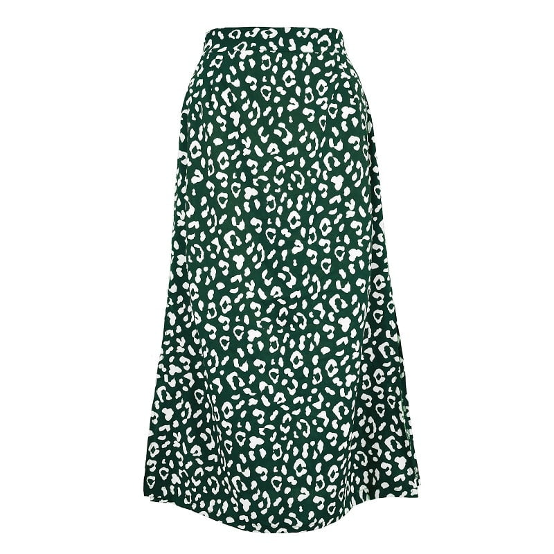 Women's Elegant Leopard Pattern Midi Skirts