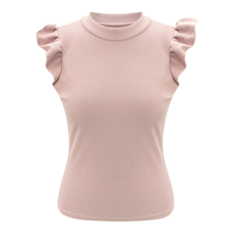 Simple Women's Top with Ruffle Sleeves
